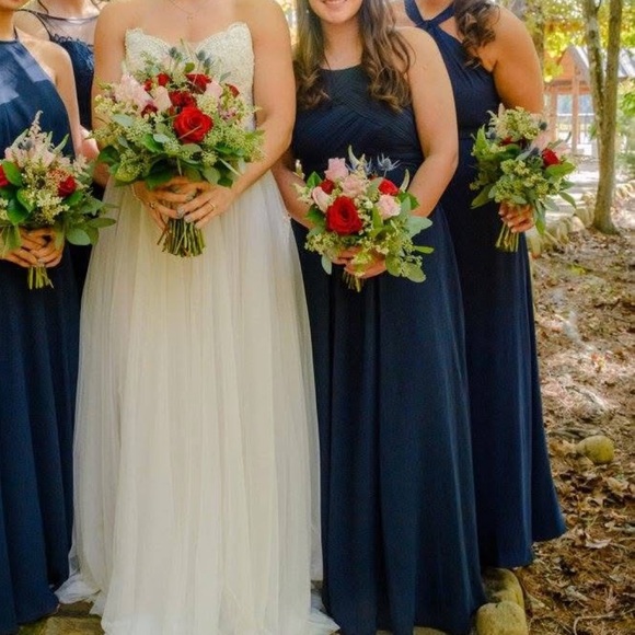 Bill Levkoff 7001 Navy Bridesmaid Dress Size 10 - Picture 6 of 7